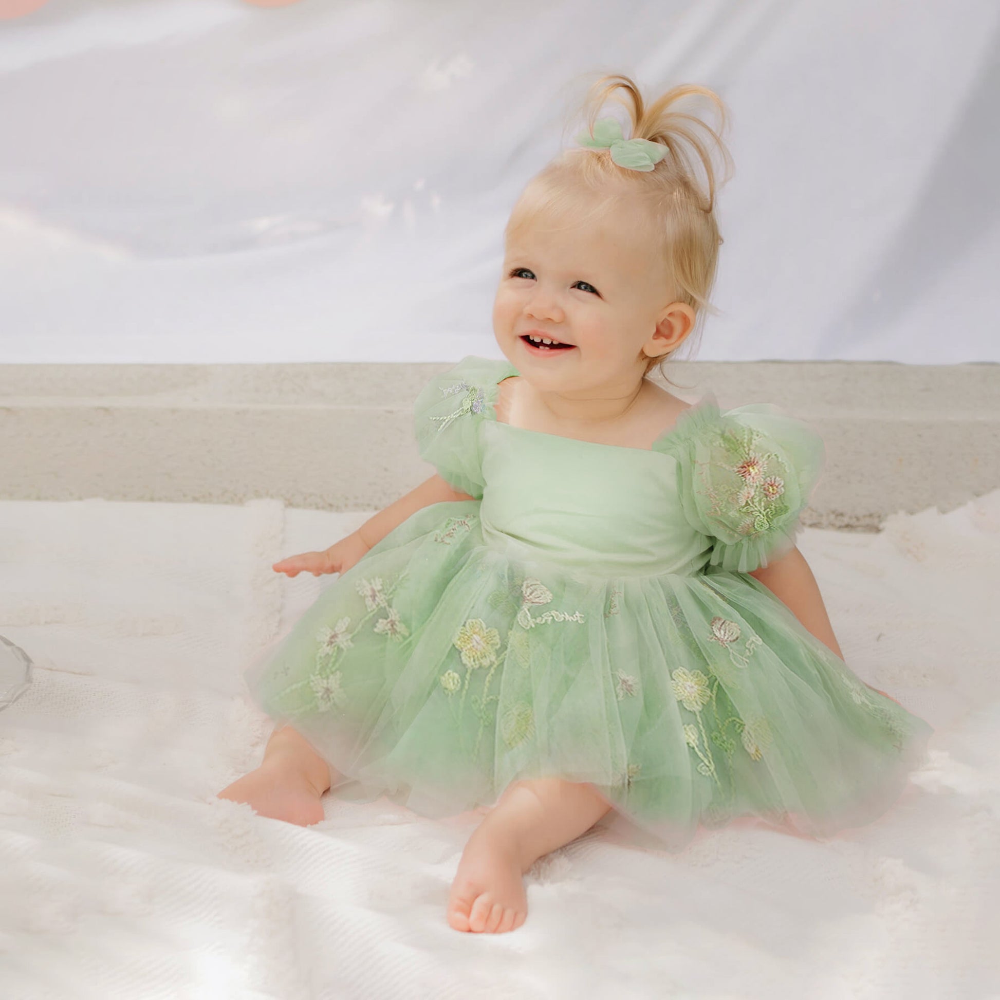 Embroidered Floral Tulle Dress Special Occasion, First Birthday Baby R AmimamiDoll Embroidered Floral Tulle Dress Special Occasion, First Birthday Baby R AmimamiDoll