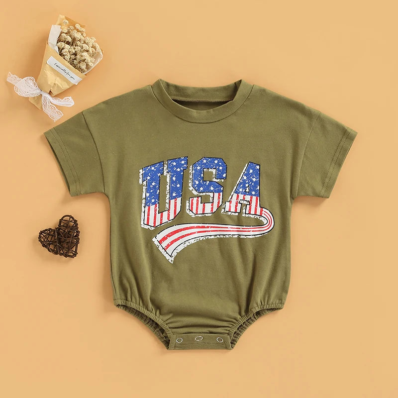 My First Independence Day Romper for Baby Boys and Girls, Oversized Jumpsuit for Newborn and Toddler