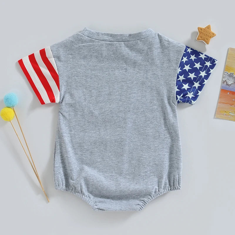 USA Romper for  Baby Girls & Boys, American Flag T-Shirt for Independence Day Party, Patriotic baby clothes for newborn and toddler