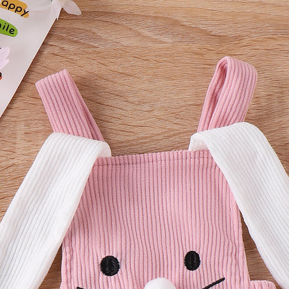 Cute Easter Bunny Baby Girls and Boys Romper, Infant Velveteen Jumpsuit for Newborn and Toddler, Pink