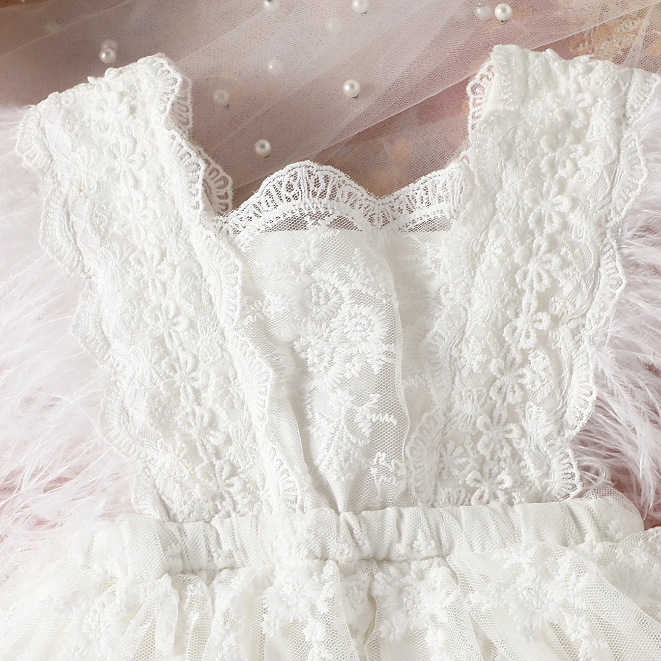 Lace floral romper for Newborn Photoshoot.