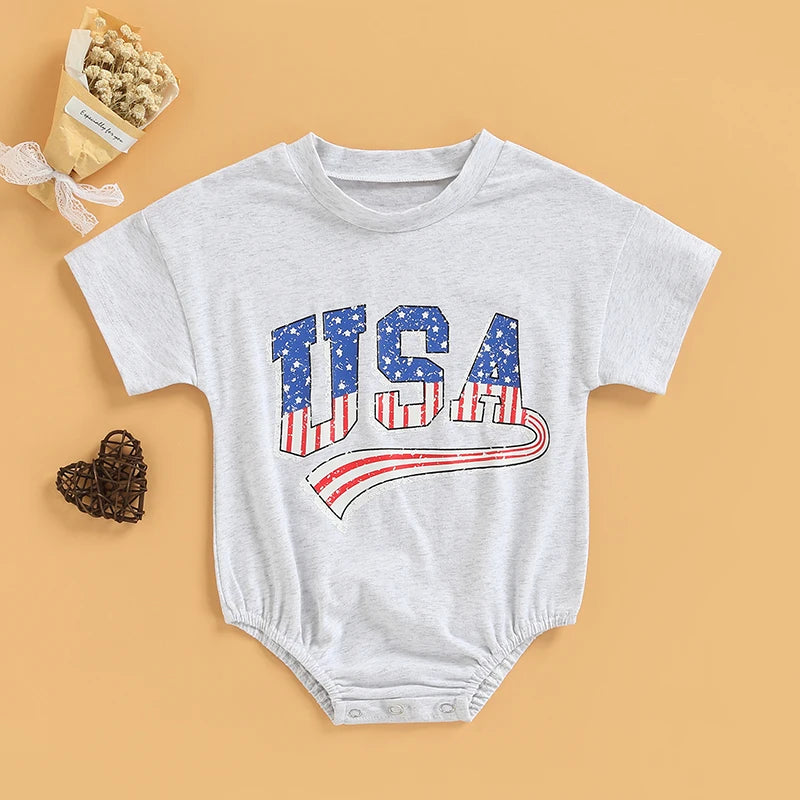 My First Independence Day Romper for Baby Boys and Girls, Oversized Jumpsuit for Newborn and Toddler