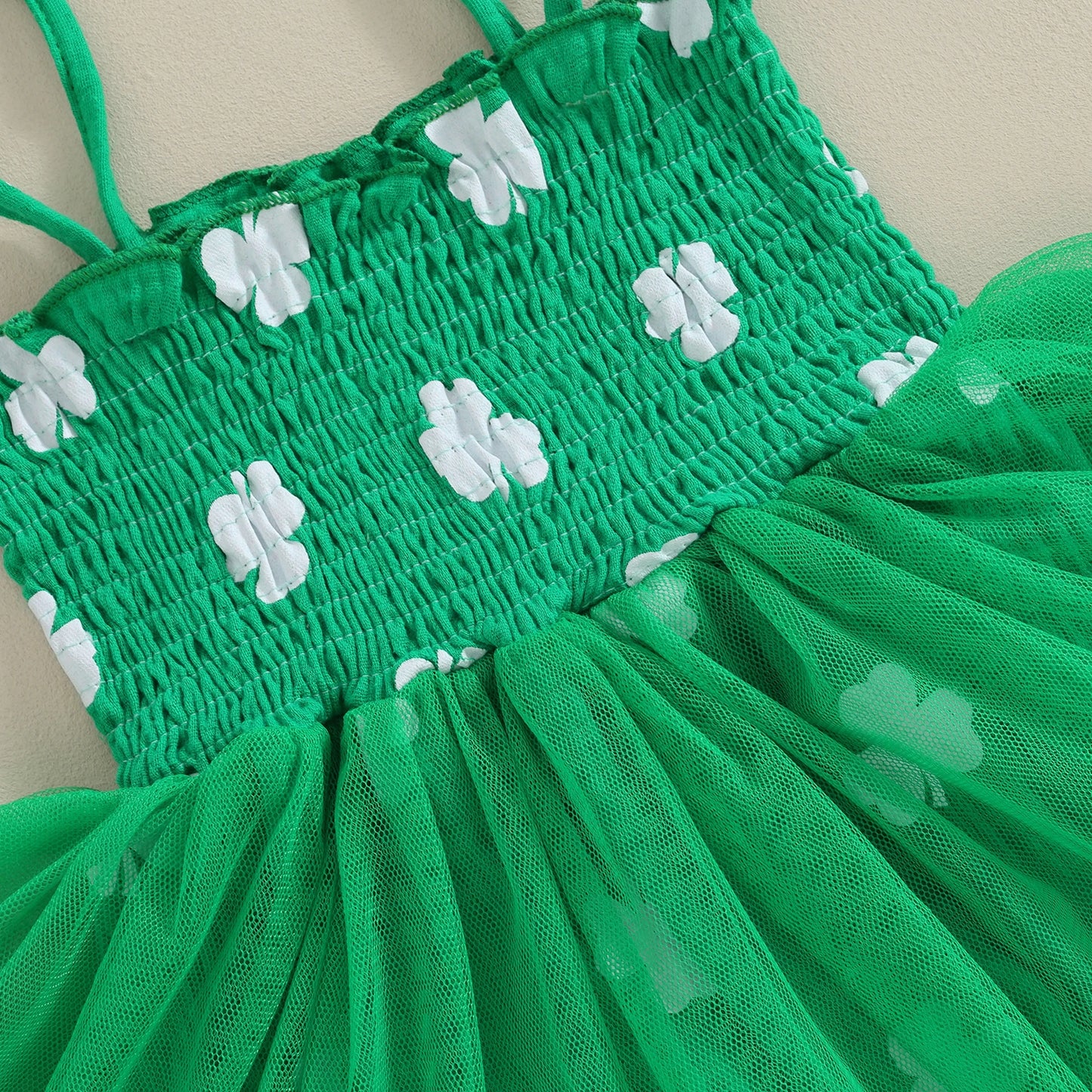 Green Baby Girl Romper with Tulle Tutu Skirt for St. Patrick's Day Newborn Photoshoot, sundress with headband