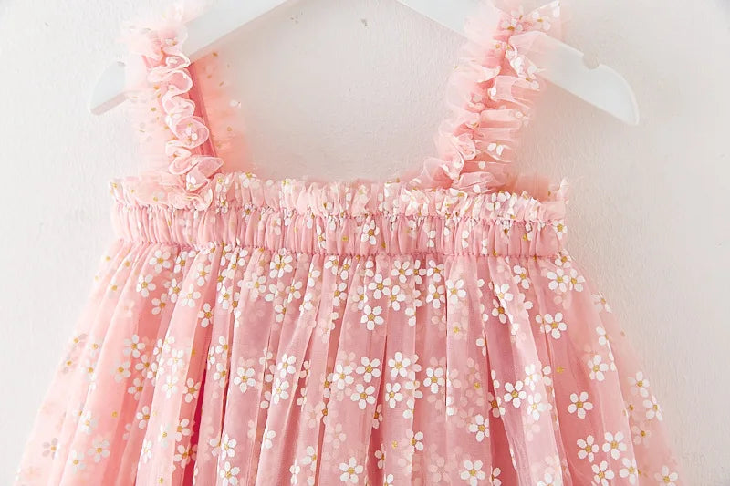 Daisy Baby Girl Tulle Dress for Special Occasion, Toddler Fairy Princess First Birthday Outfit Easter