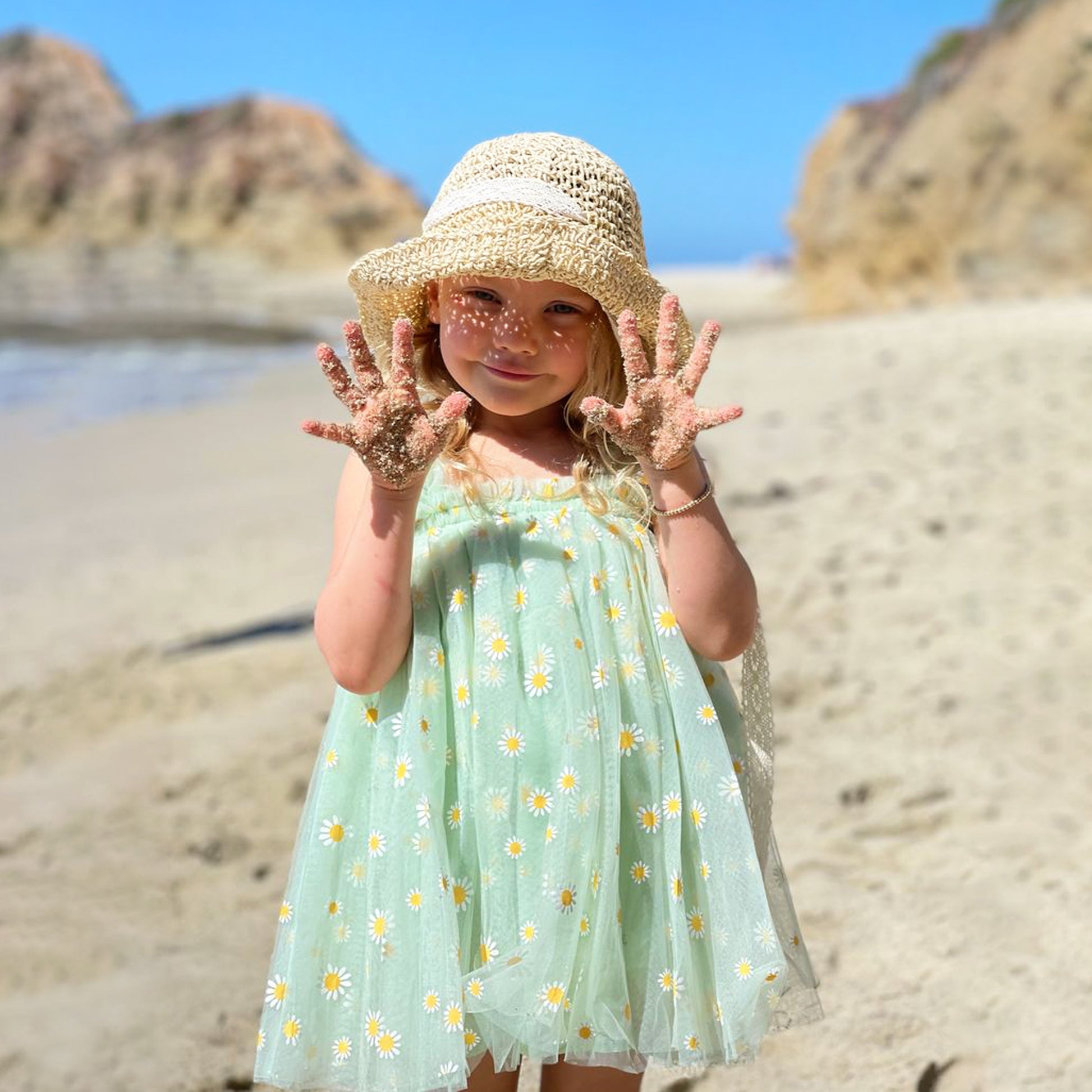 Beach tulle baby girl outfit. Daisy Baby Girl Tulle Dress for Special Occasion, Toddler Fairy Princess First Birthday Outfit Easter