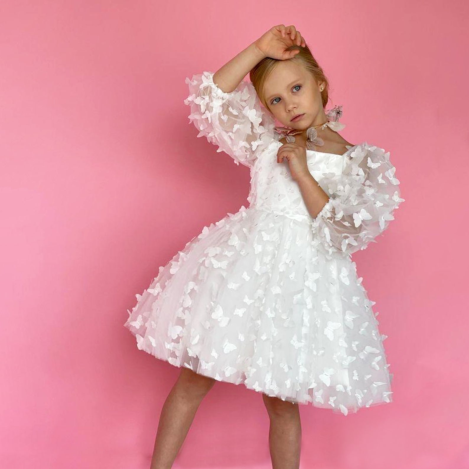 Butterfly Tulle Toddler Dress Puff Sleeve for Special Occasion, Fairy AmimamiDoll Butterfly Tulle Toddler Dress Puff Sleeve for Special Occasion, Fairy AmimamiDoll