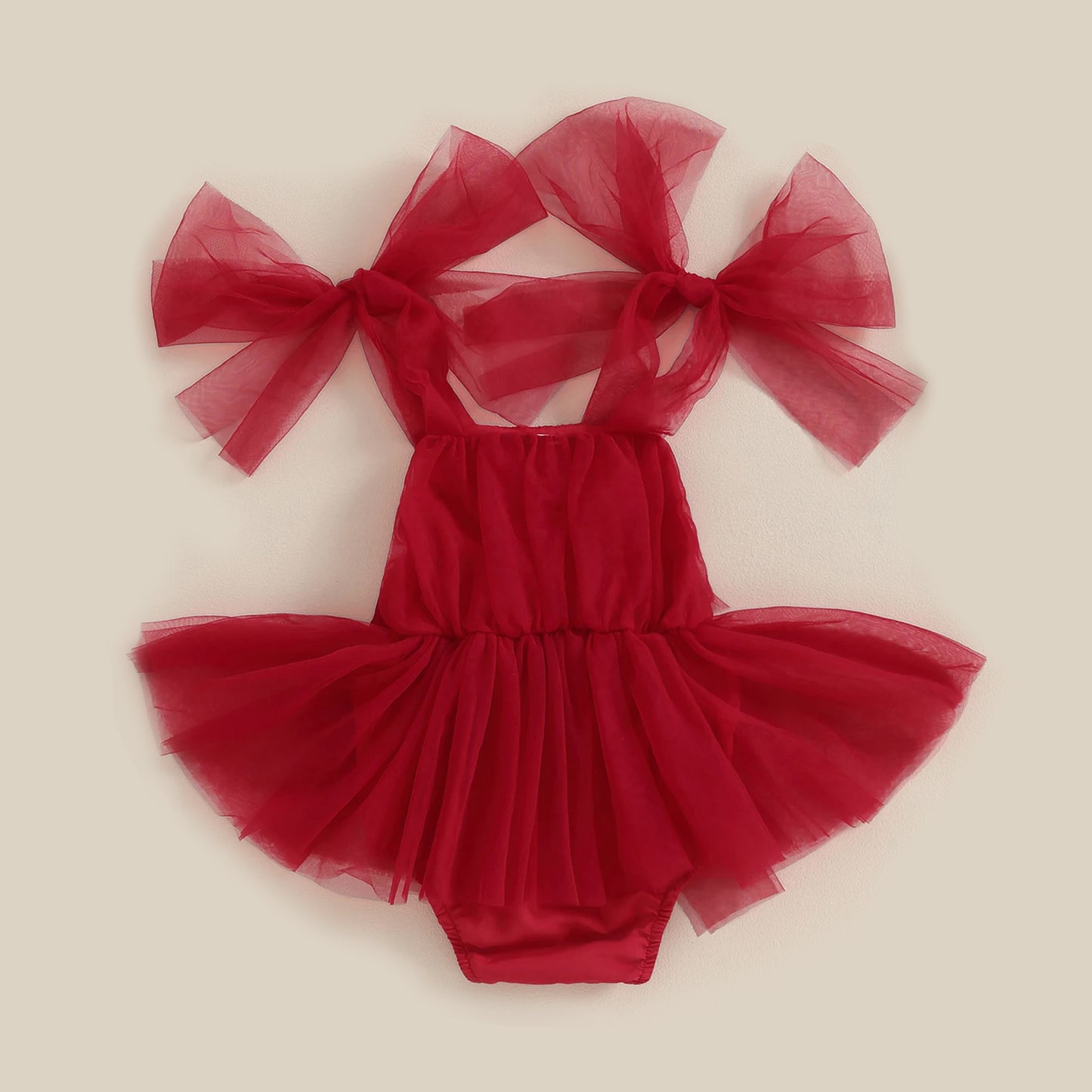 Christmas Tulle Tutu Dress Romper for Newborn Baby or Toddler Girl with Bow Headband