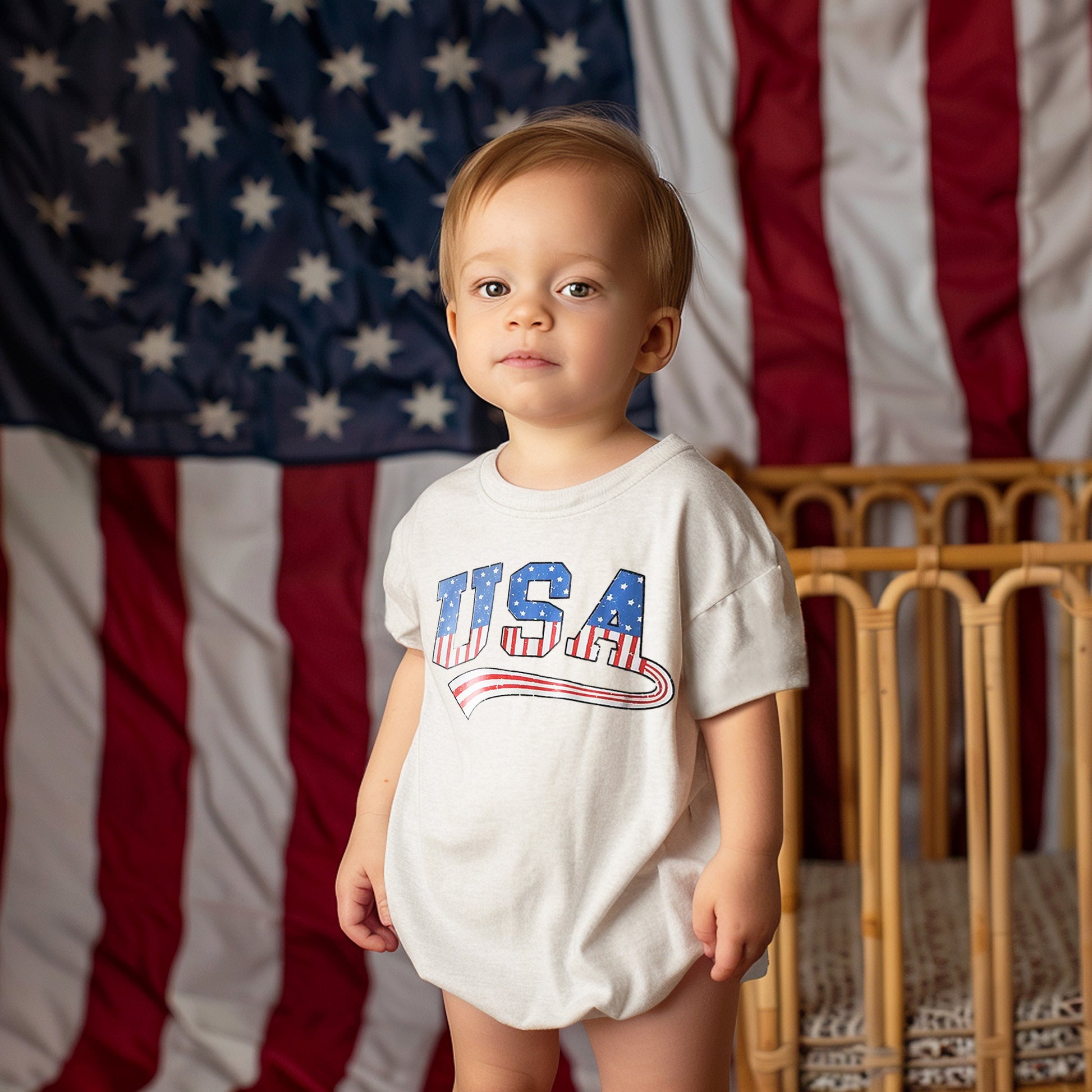 My First Independence Day Romper for Baby Boys and Girls, Oversized Jumpsuit for Newborn and Toddler