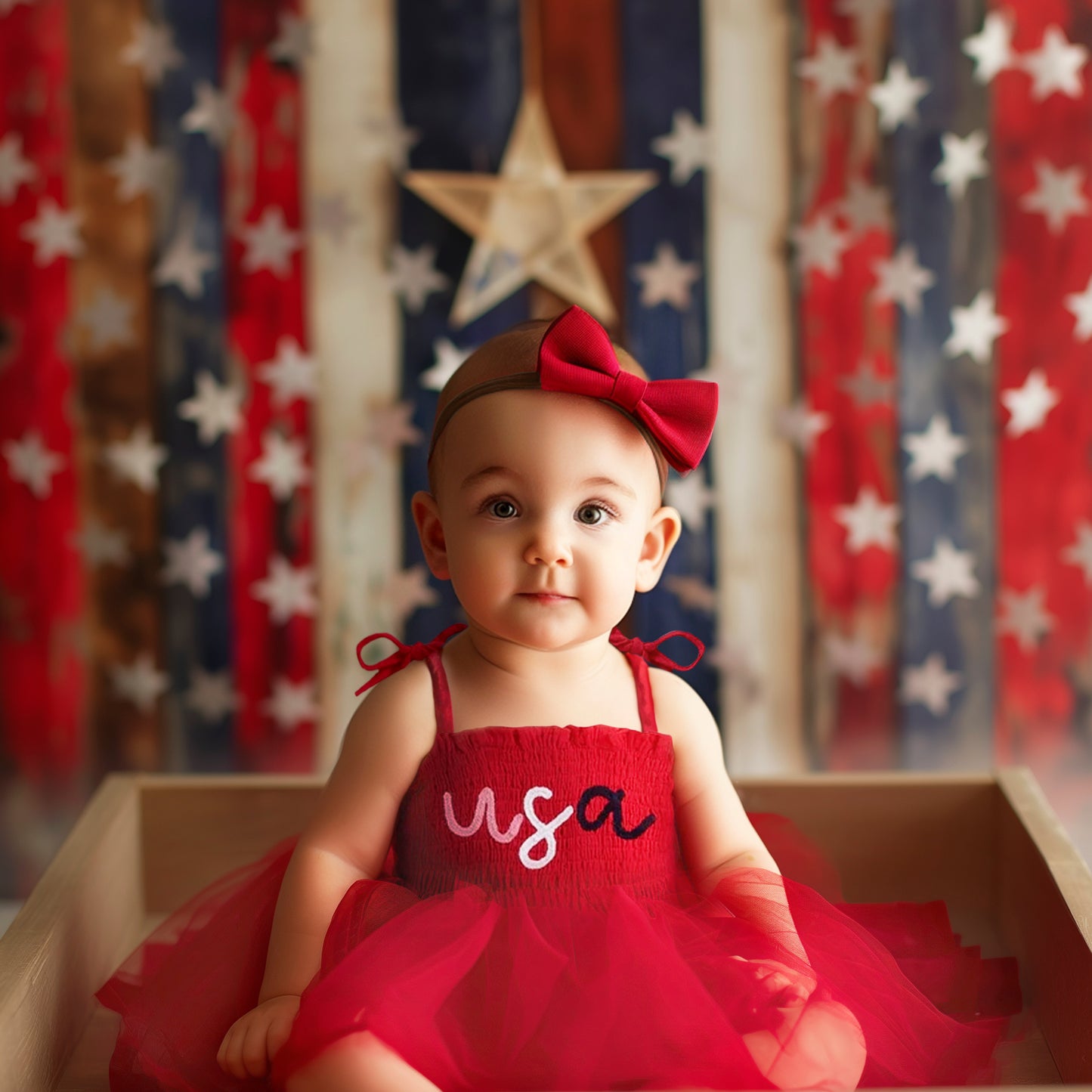 First Independence Day Baby Girl Dress red Romper, Summer Tulle Dress + Headband for 4th of July Photoshoot newborn toddler