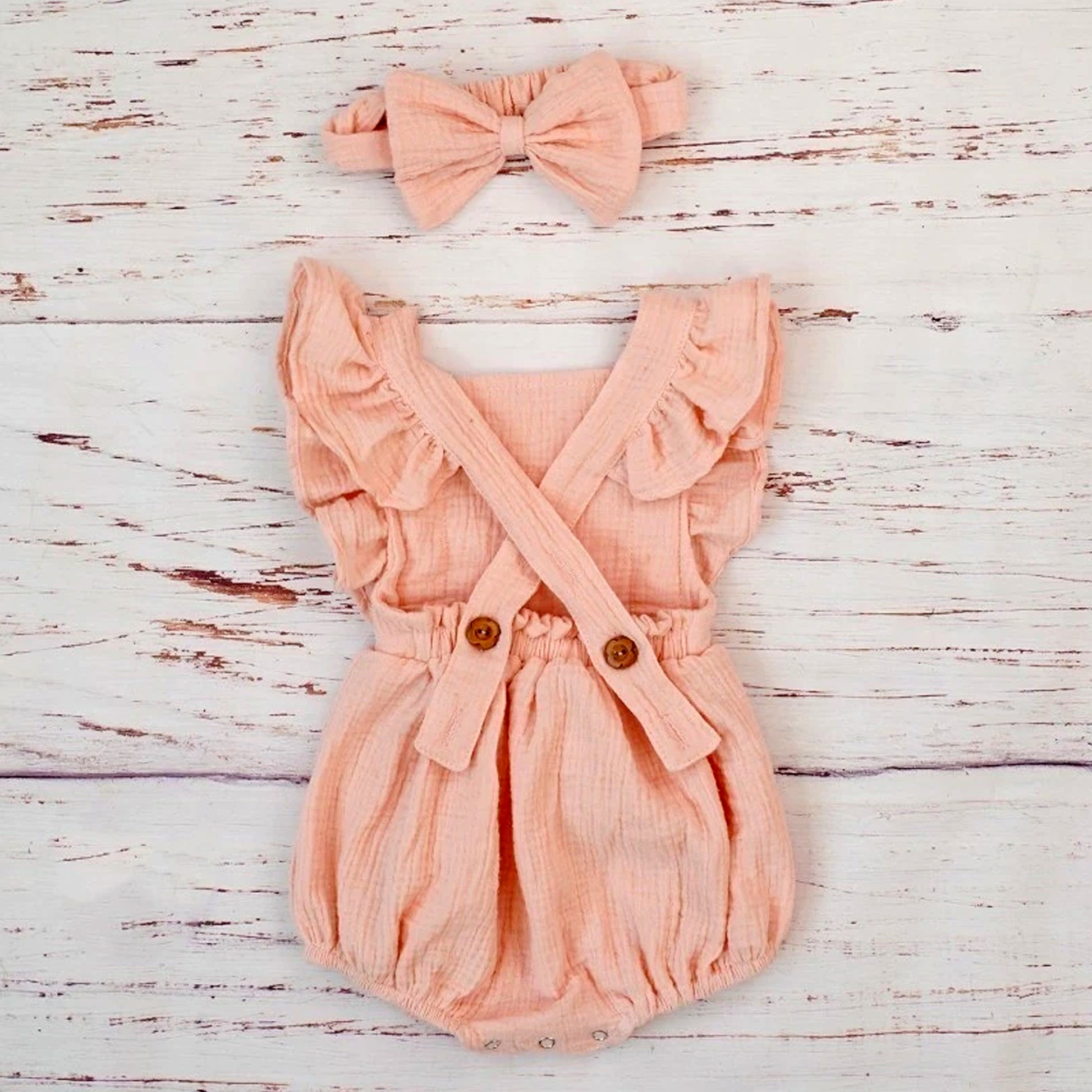 First Birthday Outfit Girl, Smash Cake Photoshoot, Pink muslin romper for Special Occasions, One Years Old Girls, Cotton Clothes for Toddler