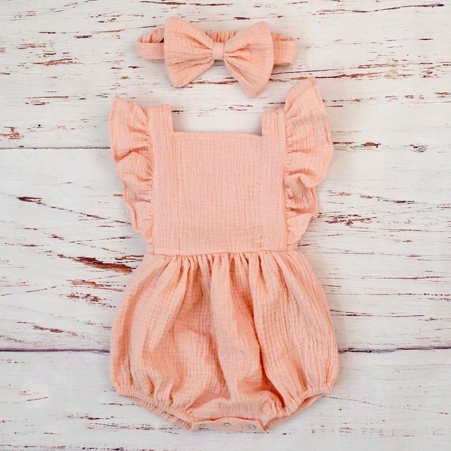 First Birthday Outfit Girl, Smash Cake Photoshoot, Pink muslin romper for Special Occasions, One Years Old Girls, Cotton Clothes for Toddler