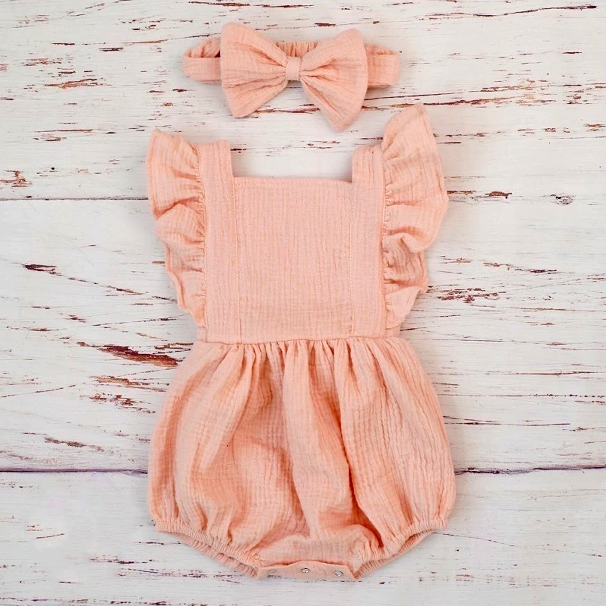 First Birthday Outfit Girl, Smash Cake Photoshoot, Pink muslin romper for Special Occasions, One Years Old Girls, Cotton Clothes for Toddler