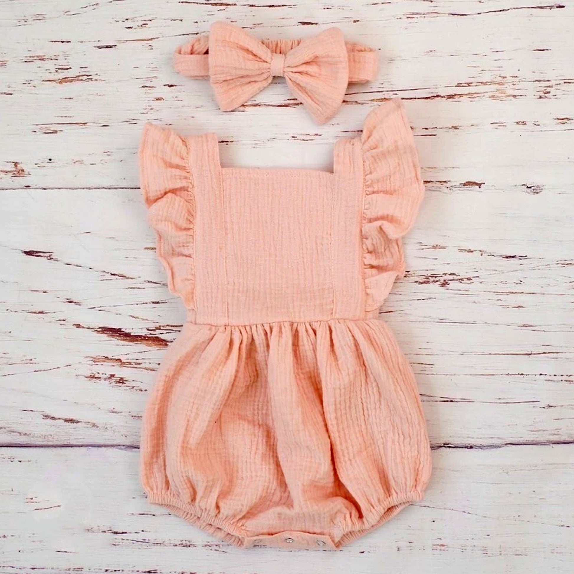 Toddler girl Easter romper outfit with hairband