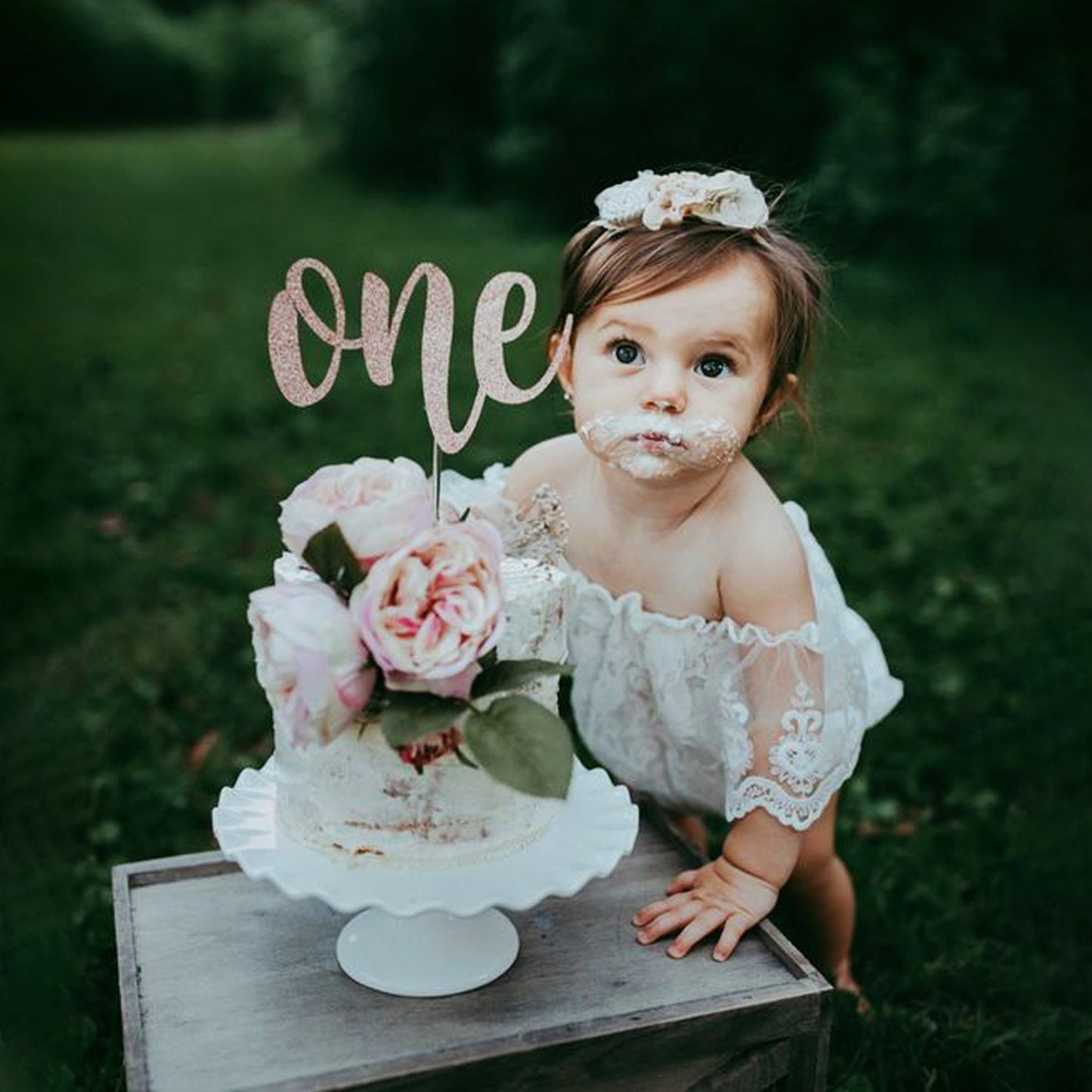 White Lace Baby Romper Off Shoulder for Newborn or First Birthday Smash Cake Outfit, Floral Bodysuit Special Occasion