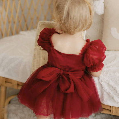 Baby Girl Christmas Dress, Red Tulle Tutu Romper for Toddler & Newborn