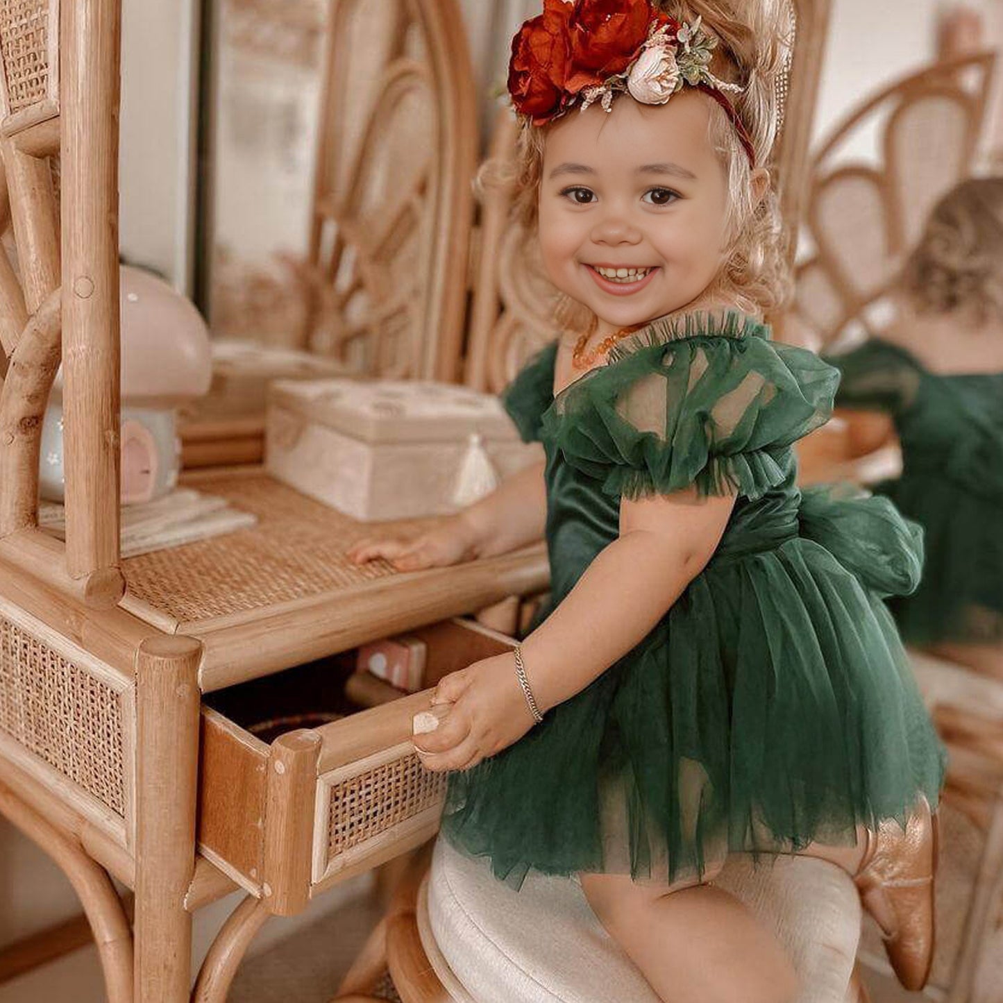 Baby Girl Christmas Dress, Red Tulle Tutu Romper for Toddler & Newborn – AmimamiDoll
