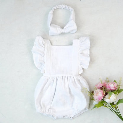 First Birthday Outfit Girl, Smash Cake Photoshoot, White muslin romper for Special Occasions, One Years Old Girls, Cotton Clothes for Toddler