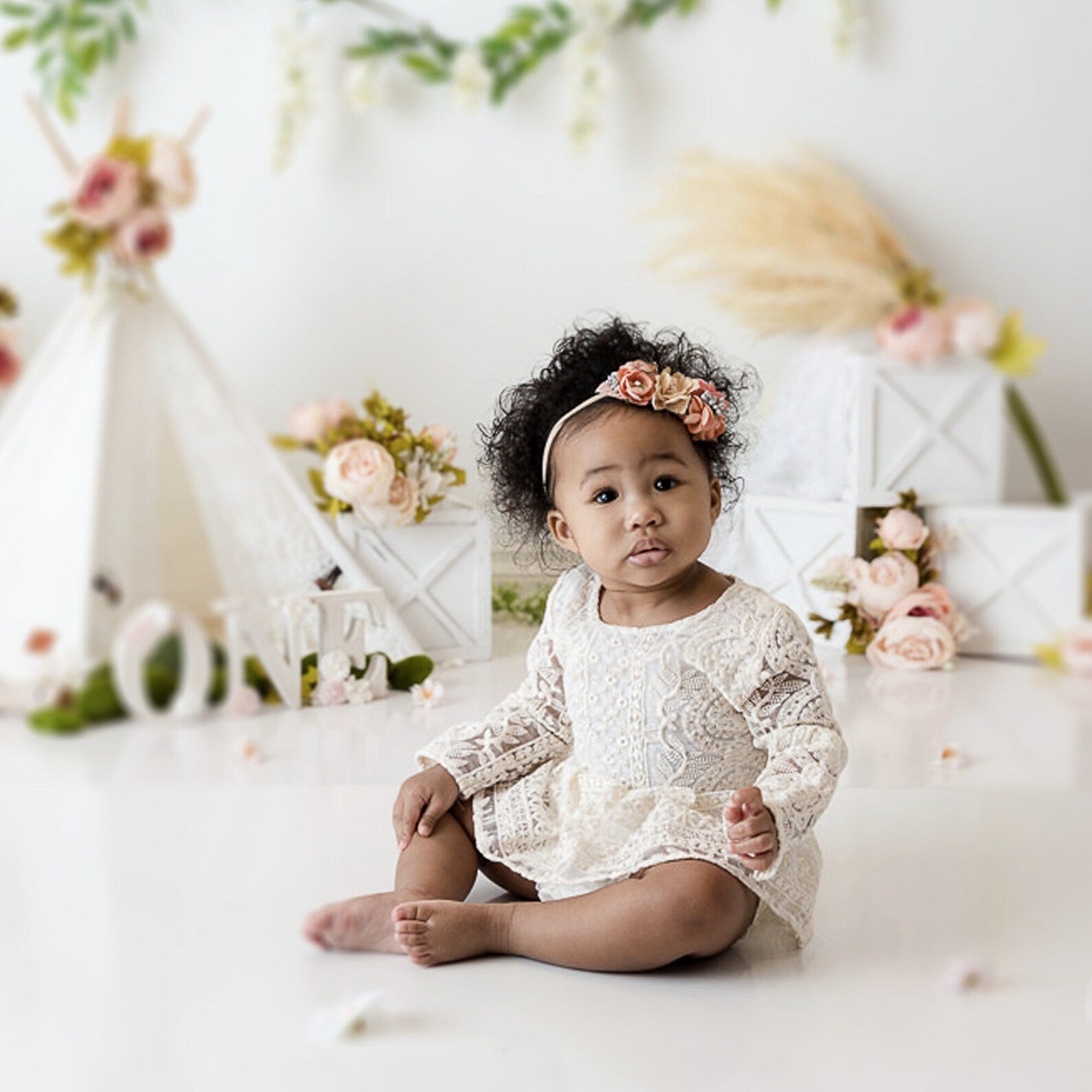 Baby Girl Lace Dress Long Sleeve, White Boho Toddler for Baptism, First Birthday Outfit Girl Baby Girl Lace Dress Long Sleeve, White Boho Toddler for Baptism, First Birthday Outfit Girl