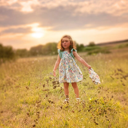 Summer Baby Girl Dress & Sun Hat, Cotton Toddler Flutter sleeve Sundress, Organic Boho Country Photoshoot outfit, Beach party, Birthday gift