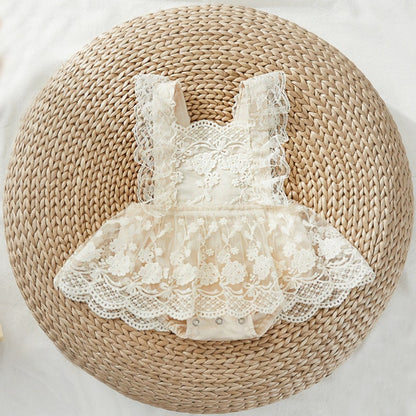 Cake Smash Outfit Girl, Ivory Lace Baby Dress Special Occasion, Boho Wedding Flower Girl Romper, First Birthday One Year Photoshoot, Baptism