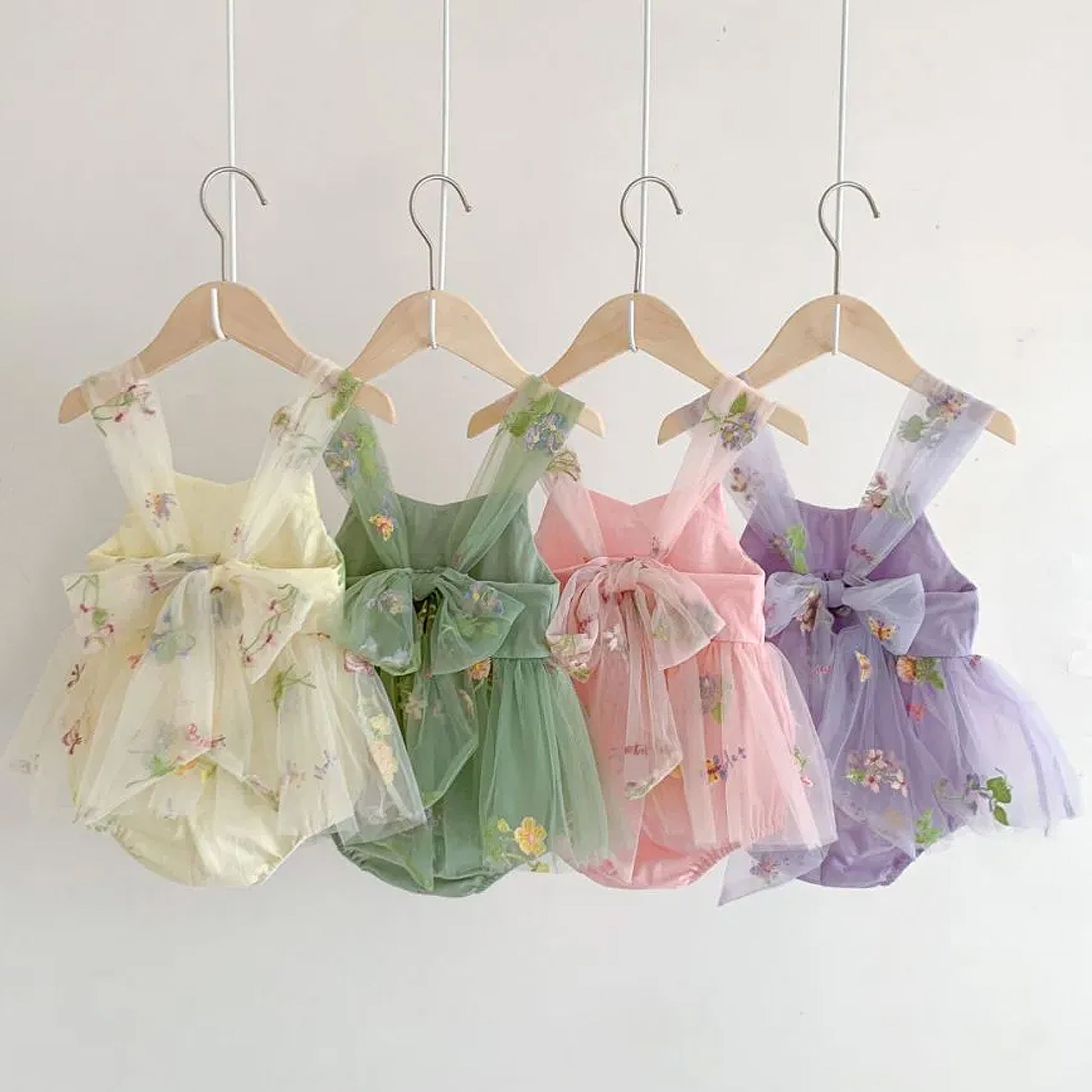 Sage Green Baby Girl Tulle Romper Dress with Floral Embroidery, Toddle AmimamiDoll Sage Green Baby Girl Tulle Romper Dress with Floral Embroidery, Toddle AmimamiDoll