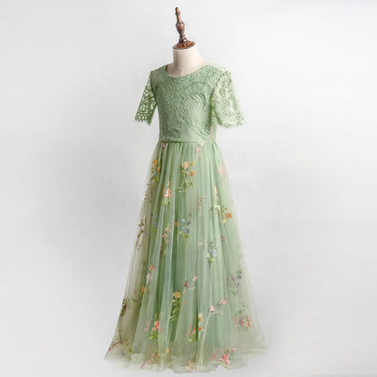 sage green flower girl dress Floral Applique Puffy Tulle This DreamyVow Elegant Sage Green Flower Girl Dress is perfect for any special occasion Sage Green 3D Floral Flower