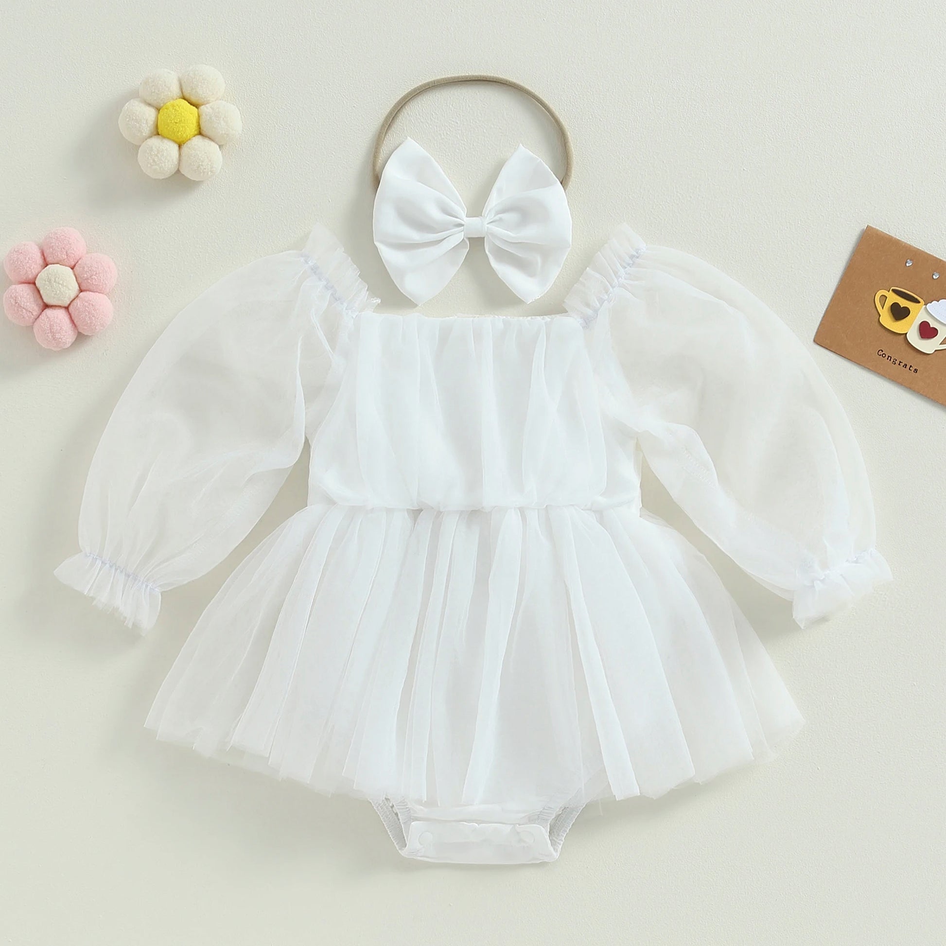 Tulle Baby Flower Girl Dress with Headband for Wedding, Baptism and Sp AmimamiDoll Tulle Baby Flower Girl Dress with Headband for Wedding, Baptism and Sp AmimamiDoll